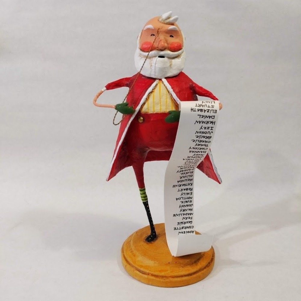Lori Mitchell Santa's List Christmas Figurine Folk Art ESC Company Rare